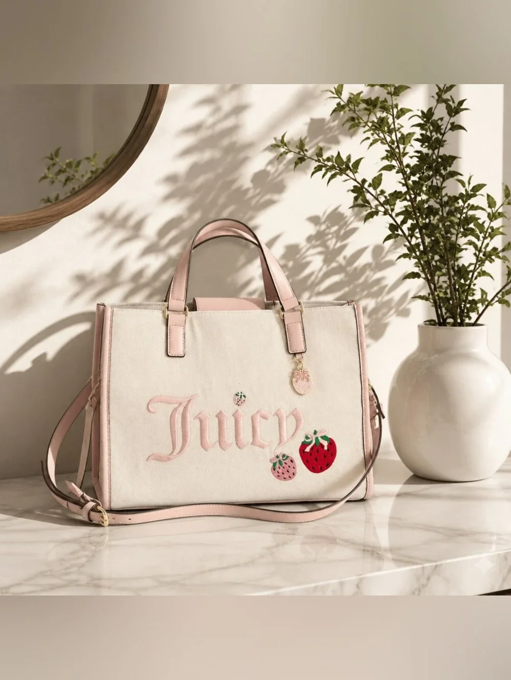 Juicy Couture Pink Cream Strawberry Tote Bag